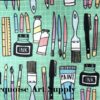 Art supplies on turquoise