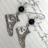 Sneaker charm earrings with black bead