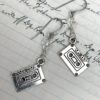 Cassette charm earrings with clear beads