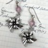 Pinwheel charm earrings with pink beads