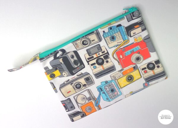 Medium zipper pouch in retro camera fabric