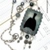 Black resin lung steam punk inspired necklace