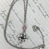 Pinwheel charm necklace with pink bead