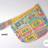 Small zipper pouch in retro cassette fabric